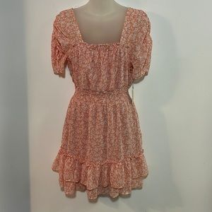 Liberty Love Pink Babydoll Floral Smocked Mini Dress Size M NWT